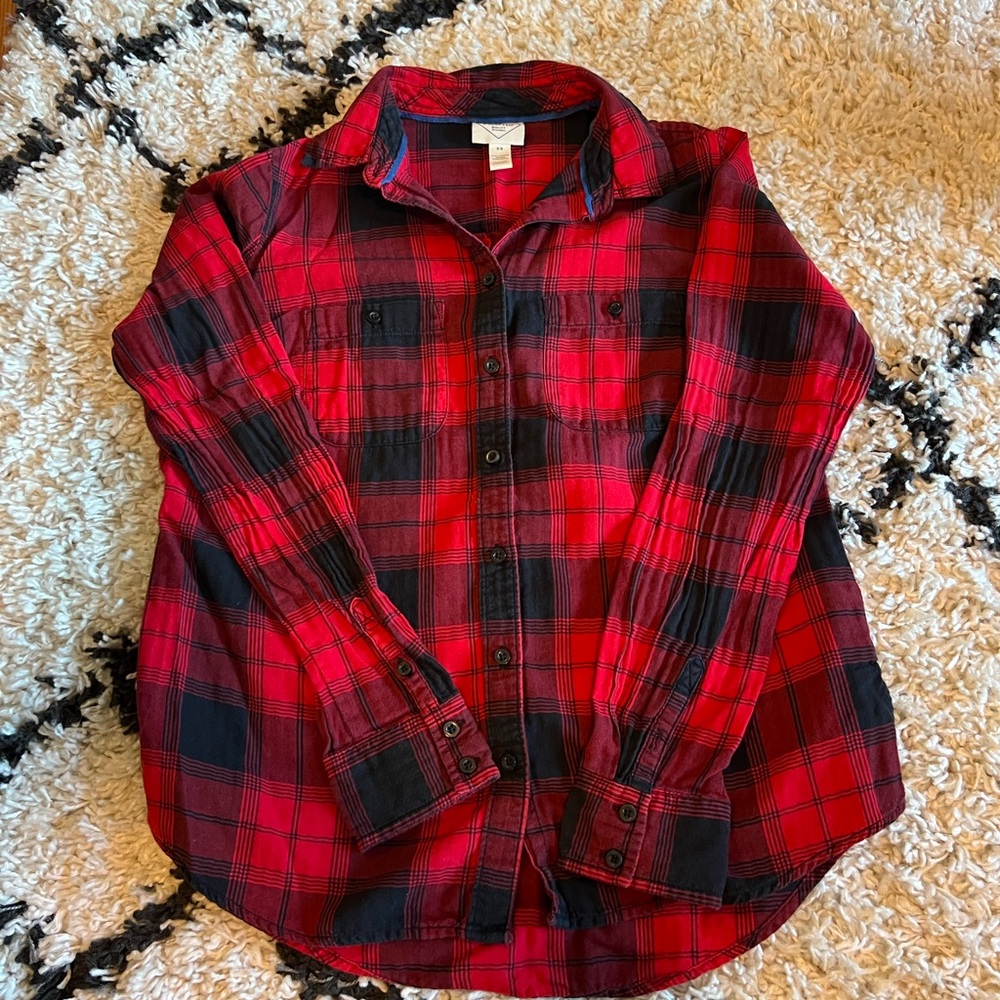 St. John's Bay Red and Black Plaid Shirt